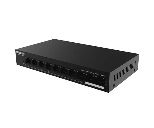 Totolink SW1008P | PoE Switch | 8x RJ45 100Mb/s PoE af/at, 2x RJ45 1000Mb/s, 99W Ilość portów PoE8x [802.3af/at (100M)]

