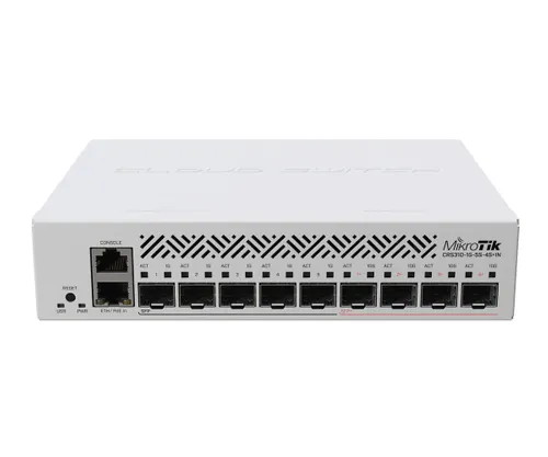 MikroTik CRS310-1G-5S-4S+IN | Switch | 1x RJ45 1000Mb/s, 5x SFP, 4x SFP+, RouterOS L5 Ilość portów LAN1x [10/100/1000M (RJ45)]
