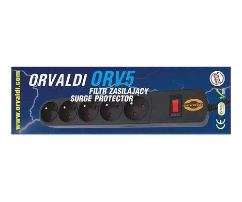 Orvaldi ORV5 3m | Listwa zasilająca | przeciwprzepięciowa 210J, 5 gniazd Długość3m