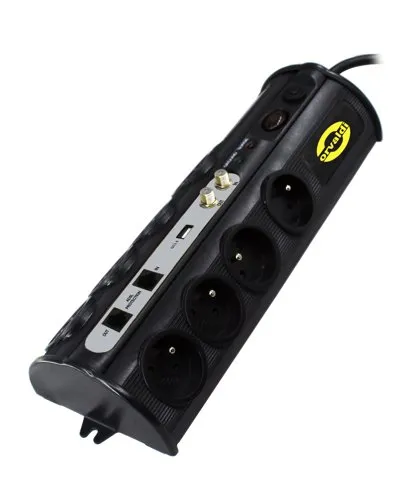 Orvaldi ORV-8PL Home USB 3.0 | Listwa zasilająca | przeciwprzepięciowa 4500J, 8 gniazd, 1x USB, 2x RJ45, 2x Coax, 3m Długość3m