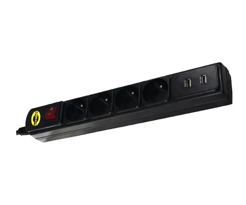 Orvaldi ORV-4PL USB2.0 | Power strip | with surge protection 1140J, 4 sockets, 2x USB, 1.8m Długość1.8m