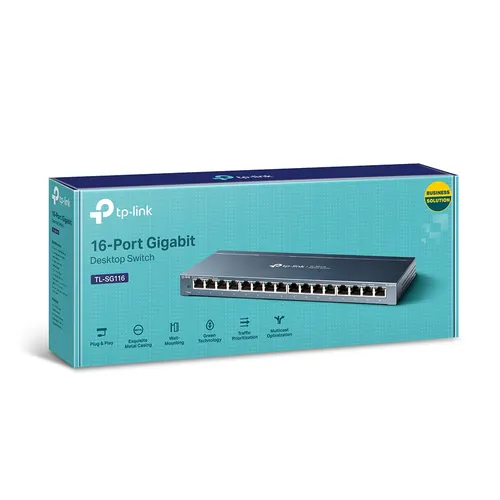 TP-Link TL-SG116 | Switch | 16x RJ45 1000Mb/s, Unmanaged Ilość sztuk w opakowaniu1-pack
