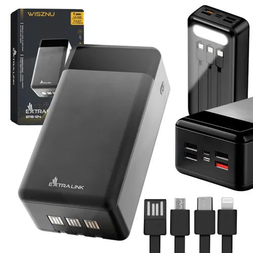 Extralink EPB-124 30000mAh Black | Powerbank | Power bank, Fast Charging, USB-C Bezprzewodowe ładowanieNie