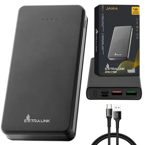 Extralink EPB-078B 10000mAh Nero | Powerbank | Power bank, USB-C Diody LEDTak