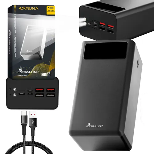 Extralink EPB-114 50000 mAh Preto | Powerbank | Power bank, USB-C Bezprzewodowe ładowanieNie