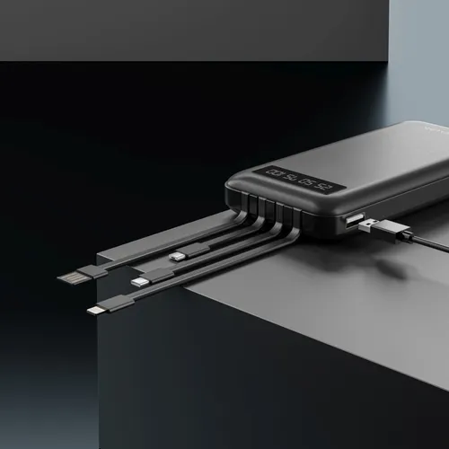 Extralink EPB-083 10000mAh Siyah | Powerbank | Power bank, USB-C PrzewodyLightning, Mini-USB, USB Typu-A