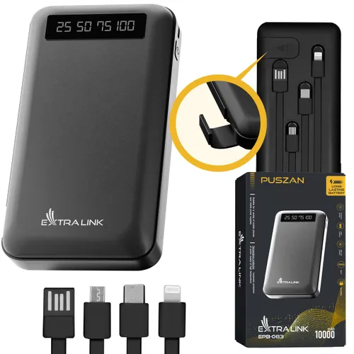 Extralink EPB-083 10000mAh Siyah | Powerbank | Power bank, USB-C Całkowita moc wyjściowa10