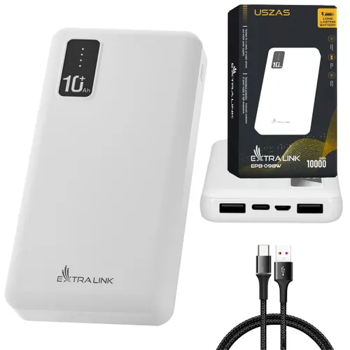 Extralink EPB-098W 10000mAh Белый | Powerbank | Power bank, USB-C Całkowita moc wyjściowa10