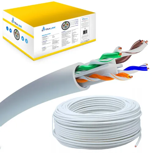 Extralink CAT6 UTP (U/UTP) V2 Interní | Síťový kabel s krouceným párem | 100M Długość100m