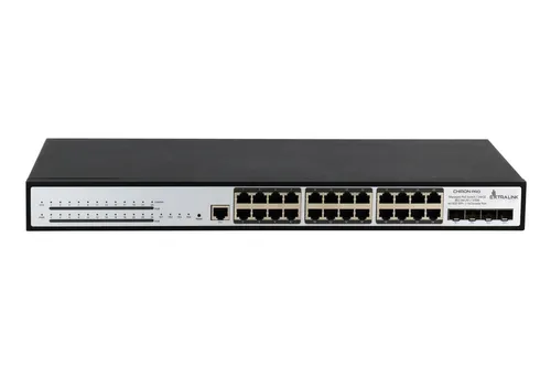 Extralink Chiron Pro | PoE Switch | 24x RJ45 1000Mb/s PoE, 4x SFP+, L3, managed, 370W Ilość portów LAN4x [10G (SFP+)]
