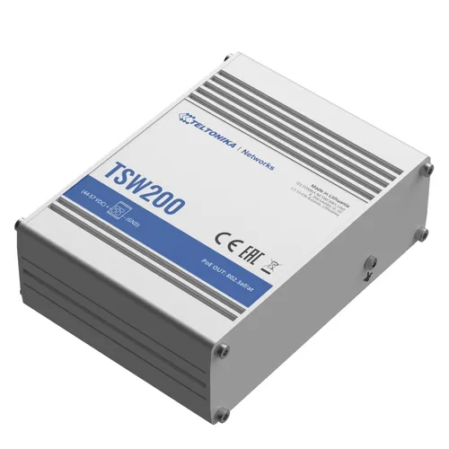 Teltonika TSW200 | Conmutador PoE+ | 8x RJ45 1000Mb/s PoE+, 2x SFP, 240W Ilość portów LAN2x [1G (SFP)]
