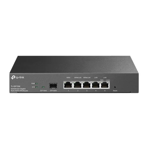 TP-Link TL-ER7206 | Roteador | 5x RJ45 1000Mb/s, 1x SFP, VPN SafeStream Ilość portów LAN5x [10/100/1000M (RJ45)]
