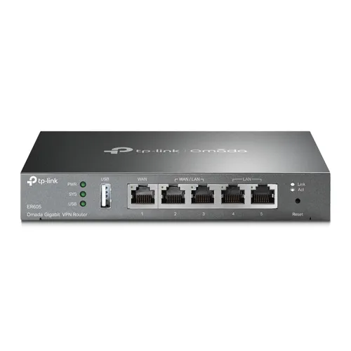 TP-Link ER605 (TL-R605) | Enrutador | VPN Omada, 5x RJ45 1000Mb/s, 1x USB Ilość portów LAN4x [10/100/1000M (RJ45)]
