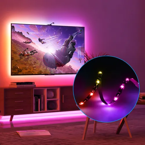 Govee H6199 TV backlight | LED Şerit | 55-65 inç TV'ler, Wi-Fi, Bluetooth, RGBIC için Kolor światłaWielo