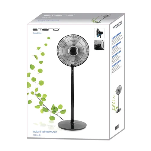 Emerio FN-114474.1 Negro | Ventilador de pie | 40 cm, 3 posiciones de velocidad Certyfikat środowiskowy (zrównoważonego rozwoju)CE
