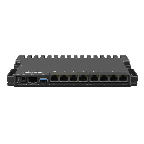MikroTik RB5009UPr+S+IN | Router | 7x RJ45 1000Mb/s PoE, 1x RJ45 2.5Gb/s PoE, 1x SFP+, 1x USB 3.0 Ilość portów LAN1x [10G (SFP+)]
