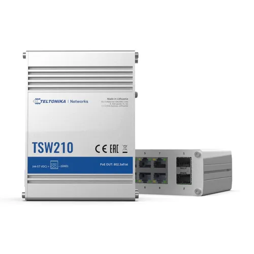 Teltonika TSW210 | Switch | 8x RJ45 1000Mb/s, 2x SFP Ilość portów LAN2x [1G (SFP)]

