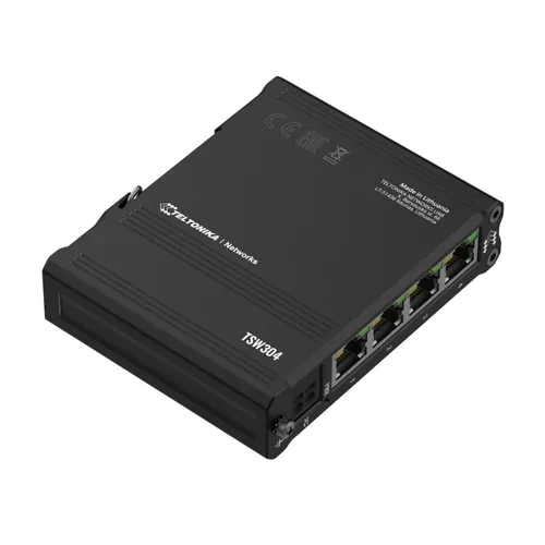 Teltonika TSW304 | Switch | 4x RJ45 1000Mb/s, DIN Standard sieci LANGigabit Ethernet 10/100/1000 Mb/s