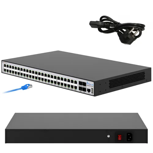 Extralink Nemezis Pro | PoE Switch | 48x RJ45 1000Mb/s PoE, 4x SFP+, 500W, L3 Agregator połączeniaTak