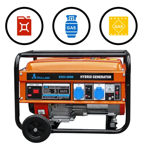 Extralink EGH-3000 | Power generator | hybrid, 3kW 1F Kolor produktuCzarny, Pomarańczowy