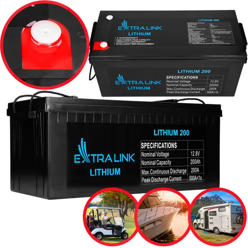 Extralink LiFePO4 200AH | Accumulatore Batteria | 12.8V, BMS Napięcie wyjściowe12,8V