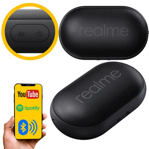 Realme Pocket Bluetooth Speaker Classic Black | Alto-falante portátil | Bluetooth 5.0, IPX5, USB-C KolorCzarny
