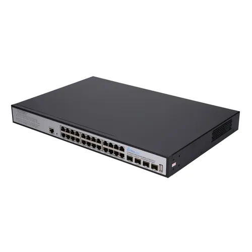 Extralink Hypnos Pro | Switch | 24x RJ45 1000Mb/s PoE, 4x SFP+, L3, managed, 450W Diody LEDTransfer danych, Link, Zasilanie, Status, System, Uplink