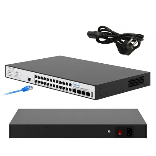 Extralink Hypnos Pro | Switch | 24x RJ45 1000Mb/s PoE, 4x SFP+, L3, zarządzalny, 450W Agregator połączeniaTak