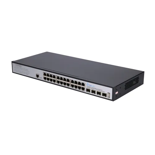 Extralink Hypnos | Switch | 24x RJ45 1000Mb/s, 4x SFP+, L3, managed Diody LEDTransfer danych, Link, Zasilanie, Status, System, Uplink
