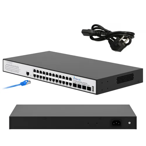 Extralink Hypnos | Switch | 24x RJ45 1000Mb/s, 4x SFP+, L3, zarządzalny Agregator połączeniaTak