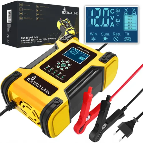 Extralink Shango Smart Battery Charger | Raddrizzatore | 100 - 240VAC, 12V 12A, 24V 6A CertyfikatyCE, IEC60335, EN61000, EN55014