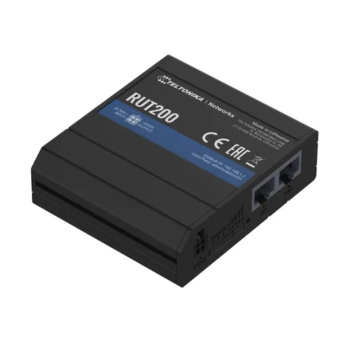Teltonika RUT200 | Industrial LTE Router | 4G/LTE Cat.4, 2x LAN 100Mb/s WiFi 2,4GHz, RMS Automatyczne MDI/MDI-XTak