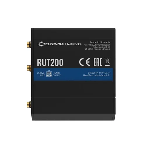 Teltonika RUT200 | Roteador LTE Industrial | 4G/LTE Cat.4, 2x LAN 100Mb/s WiFi 2,4GHz, RMS 1