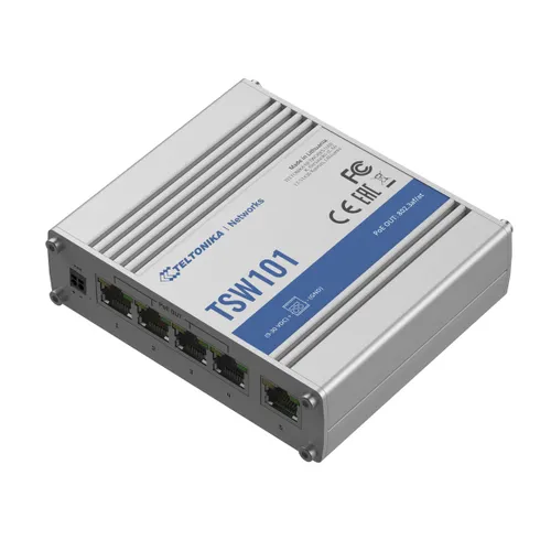 Teltonika TSW101 | Switch PoE+ | 5x RJ45 1000Mb/s, 4x PoE+, 60W Ilość portów Fast Ethernet (PoE)4