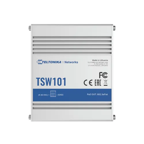 Teltonika TSW101 | Switch PoE+ | 5x RJ45 1000Mb/s, 4x PoE+, 60W Obsługa PoETak