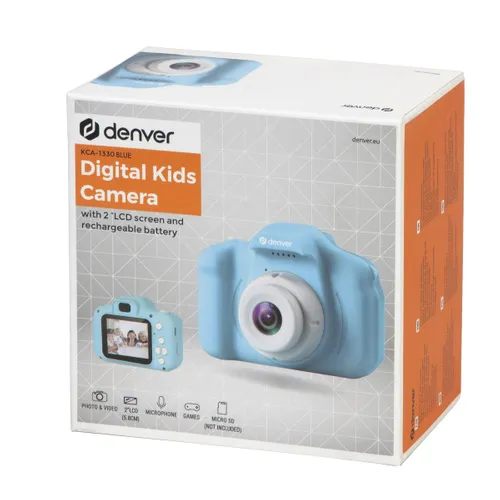 Denver KCA-1330 MK2 Azul | Crianças câmera digital | Ecra LCD de 2", bateria de 400mAh Czas pracy na zasilaniu akumulatorowym2,5