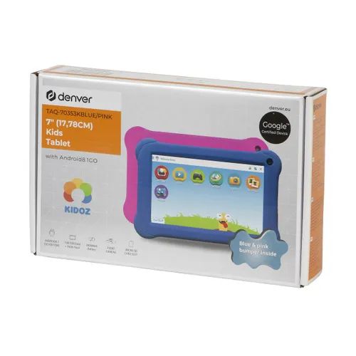 Denver TAQ-10383K Синий/Розовый | Детский планшет | 10,1-дюймовый четырехъядерный процессор, 1 ГБ ОЗУ, 16 ГБ, Android 8.1GO Kamera tylnaNo