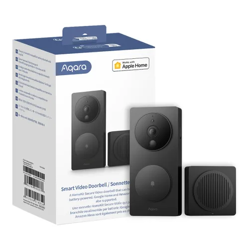 Aqara Smart Video Doorbell G4 Siyah | Görüntülü interkom | Kapı zili, CCTV kamera, Apple Homekit, 6 adet AA LR6 pil, 1080p kamera, Wi-Fi 0