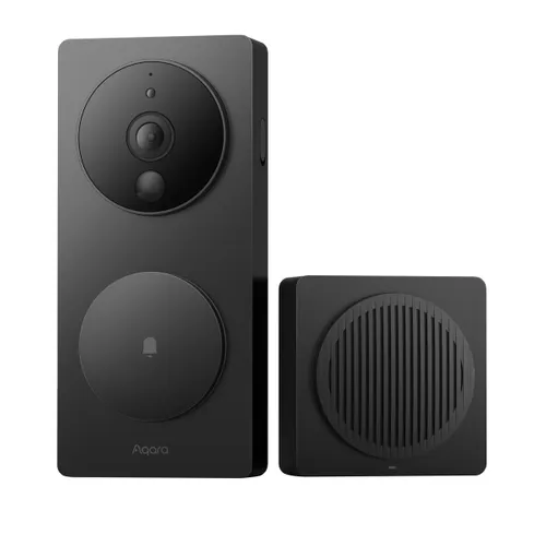 Aqara Smart Video Doorbell G4 Czarny | Wideodomofon | Dzwonek do drzwi, Kamera monitoring, Apple Homekit, 6x bateria AA LR6, kamera 1080p, Wi-Fi 1