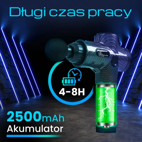 Extralink Massage Gun Pro | Массажный пистолет | 3800 об/мин, 6 сменных насадок Kolor produktuCzarny