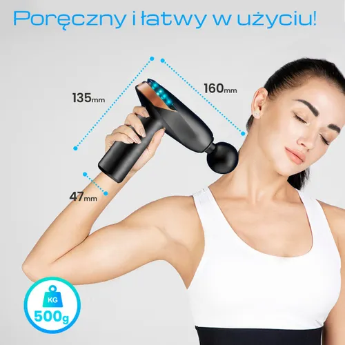 Extralink Massage Gun Lite | Masaj Tabancası | 3200 RPM, 6 değiştirilebilir uç Łatwy do czyszczeniaTak