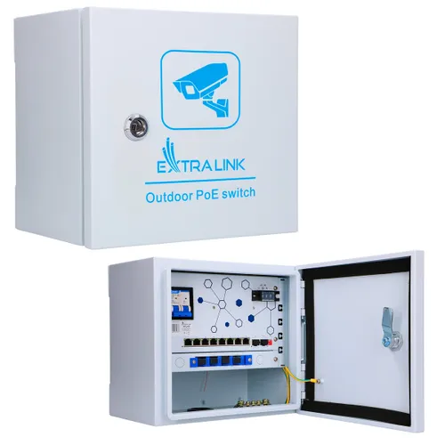 Extralink Atlas | Dış Mekan PoE anahtarı | 8x RJ45 1000Mbps PoE, 2x SFP, 120W, aktif soğutma Aktywne wyszukiwanie połączeniaTak