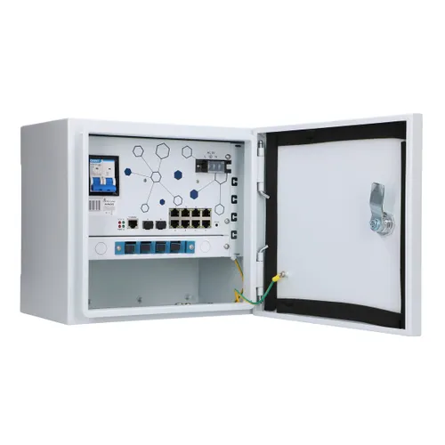 Extralink Minos | Interruptor PoE para exterior | 8x RJ45 1000Mbps PoE, 2x SFP, 200W, L2, enfriamiento activo Dopuszczalna wilgotność względna0 - 95