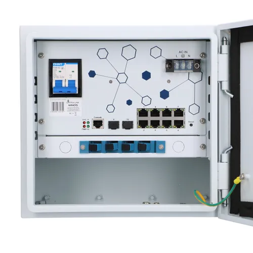 Extralink Minos | Interruptor PoE para exterior | 8x RJ45 1000Mbps PoE, 2x SFP, 200W, L2, enfriamiento activo Filtrowanie adresów MACTak