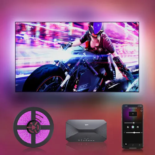 Lytmi Fantasy 3 TV Backlight Kit HDMI 2.1 | Striscia di retroilluminazione a LED + Neo Box | per TV 65-70 pollici, Sync Box Kolor produktuCzarny