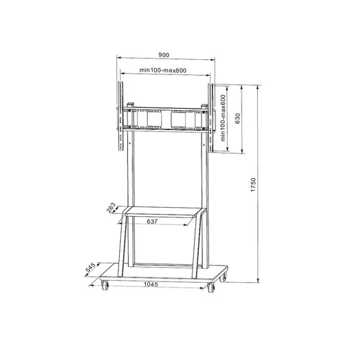 Techly | Mobil TV Sehpası | TV, LED, LCD, PDP, 55-100 inç, 150kg, raflı Kod zharmonizowanego systemu (HS)85299097