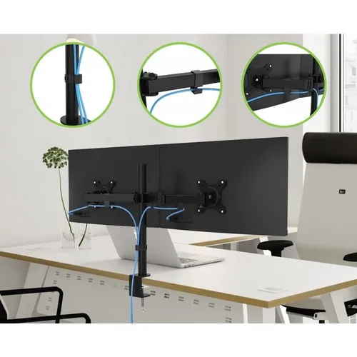 Techly | Masaüstü monitör kolu | iki monitör için 13-27 inç 20kg Kąt obrotu360