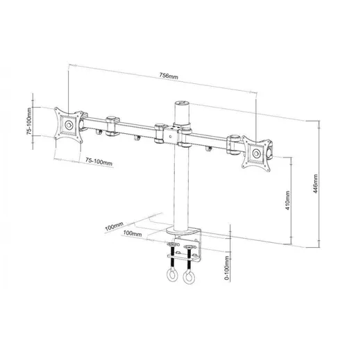Techly | Masaüstü monitör kolu | iki monitör için 13-27 inç 20kg Kod zharmonizowanego systemu (HS)85299097