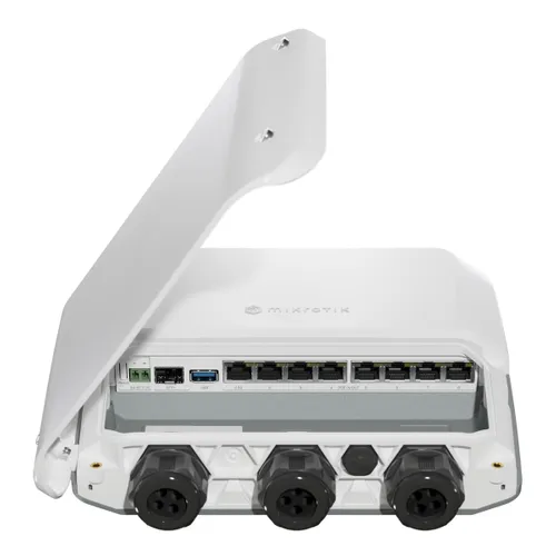 MikroTik RB5009UPr+S+OUT | Router | 7x RJ45 1000Mb/s PoE, 1x RJ45 2.5Gb/s PoE, 1x SFP+, 1x USB 3.0, IP66 Gniazdko wyjścia DCTak