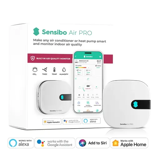 Sensibo Air Pro + Air Quality Sensor | Controlador de ar condicionado + sensor de qualidade do ar | app, Google Home, Amazon Alexa, Apple HomeKit, SmartThings, IFTTT, API 0